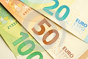 European money euro banknotes. Bills of European union currency