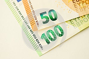 European money euro banknotes. Bills of European union currency