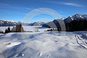 European Mountains in the Region Vorarlberg. Austria