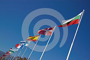 European national flags in row