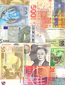 European notes background