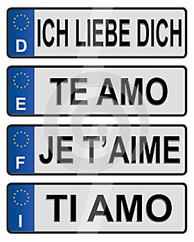 European number love plates