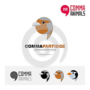 European Partridge bird concept icon set and modern brand identity logo template and app symbol based on comma sign