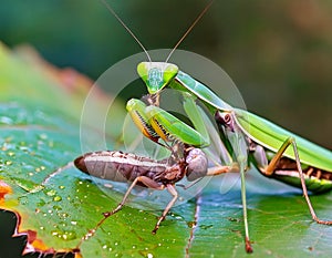 European Praying Mantis (Mantis religiosa), close up