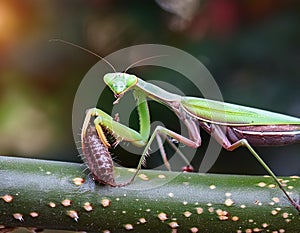 European Praying Mantis (Mantis religiosa), close up