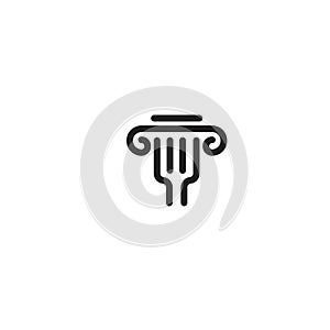 European Restaurant line location pin with fork icon design vector illustration design