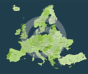 European rivers vector detailed map