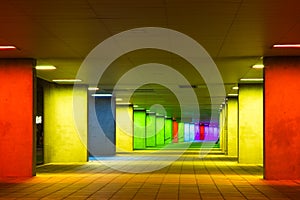European Scenic Destinations. Tunnel of Changing Light In Rotterdam in The Netherlands
