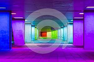 European Scenic Destinations. Tunnel of Changing Light In Rotterdam in The Netherlands