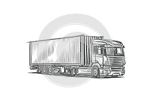 European Semitrailer truck illustration. Vector.