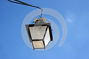 European street lamp over a blue sky