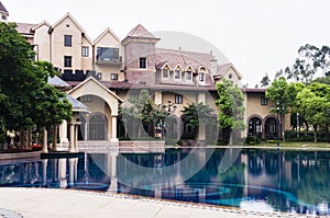 European style villas and pool