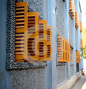 European style wooden window shutters in Calcutta photo