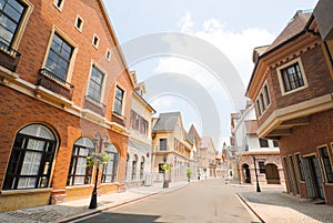 European town street in the morning