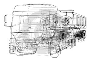 European truck outlined vector