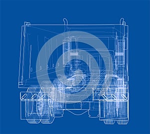 European truck outlined vector