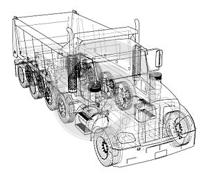 European truck outlined vector