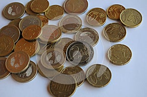 European union currency euro coins in Copenhagen Denmark