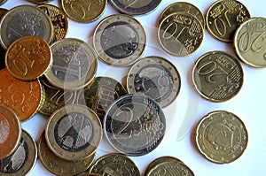 European union currency euro coins in Copenhagen Denmark