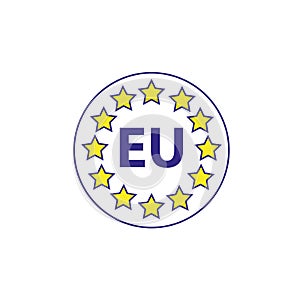 European union EU flag circular round sticker label icon symbol sign star blue shape