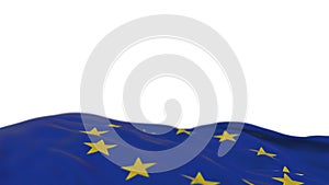 European Union fabric flag waving on the wind loop. Embroidery stiched cloth banner swaying on the breeze. Half-filled white