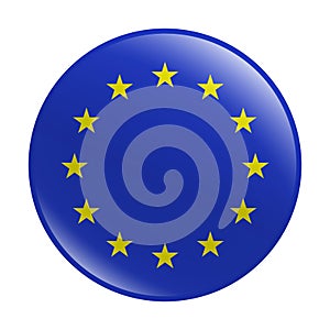 European Union flag badge, glossy button, sticker, vector image