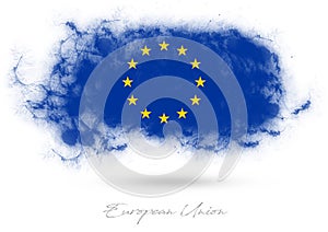 European Union flag brush art blue and yellow
