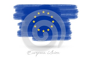 European Union flag brush art blue and yellow