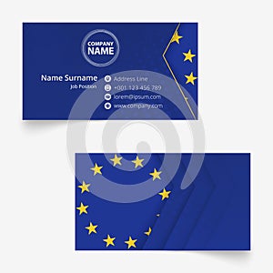 European Union Flag Business Card, standard size 90x50 mm business card template