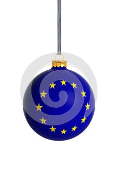 European Union flag Christmas ball isolated on white background