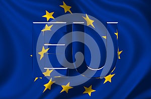 European Union Flag with EU text