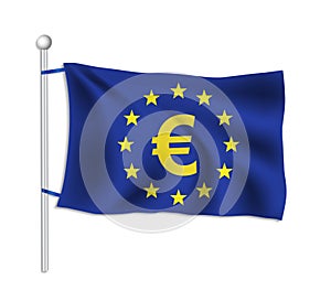 European union flag with euro symbol, white background