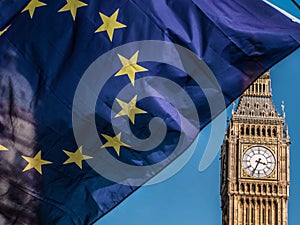 European Union flag in front of Big Ben, Brexit EU