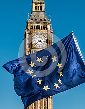 European Union flag in front of Big Ben, Brexit EU