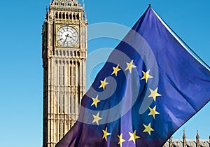 European Union flag in front of Big Ben, Brexit EU