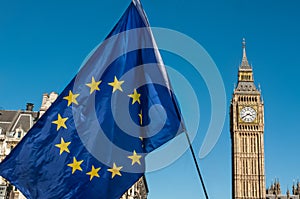 European Union flag in front of Big Ben, Brexit EU