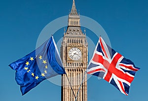 European Union flag in front of Big Ben, Brexit EU