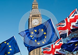 European Union flag in front of Big Ben, Brexit EU