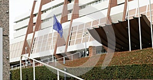 European union Flag at half-mast at Council of Europe amin entrance