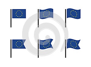 European Union flag icons set, EU flag symbols