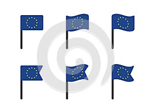 European Union flag icons set, symbols of EU flag