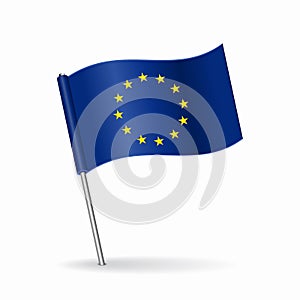 European Union flag map pointer layout. Vector illustration.