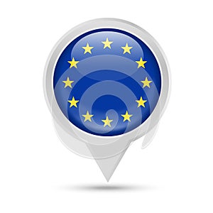 European Union Flag Round Pin Vector Icon