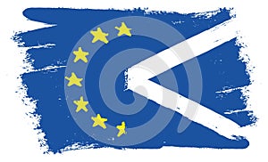 European Union Flag & Scotland Flag Vector Hand Painted with Rounded Brush
