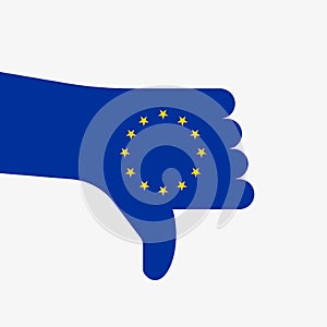 European union flag thumb down vector illustration