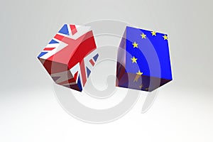 European Union flag and UK flag. photo