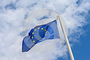 European Union flag waving in the wind