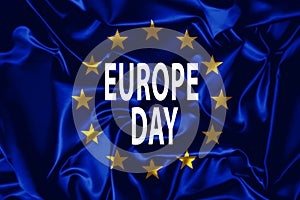 European Union flag waving in the wind. Close up of Europe banner blowing, Use it for national day and country occasions concept.