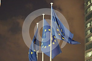 European Union flags fluttering