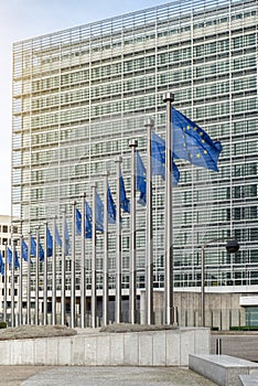 European Union flags in front of the Berlaymont photo